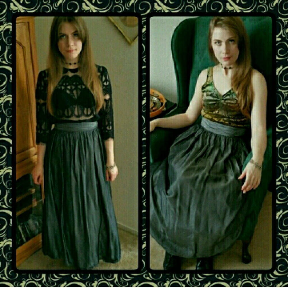Vtg. Goth Prom Skirt-Witchy 90s Maxi